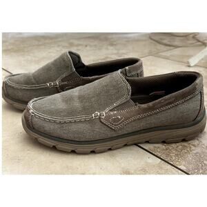 Redhead Brand Co Mens Taupe Canvas and Suede Slip ons SZ 8M